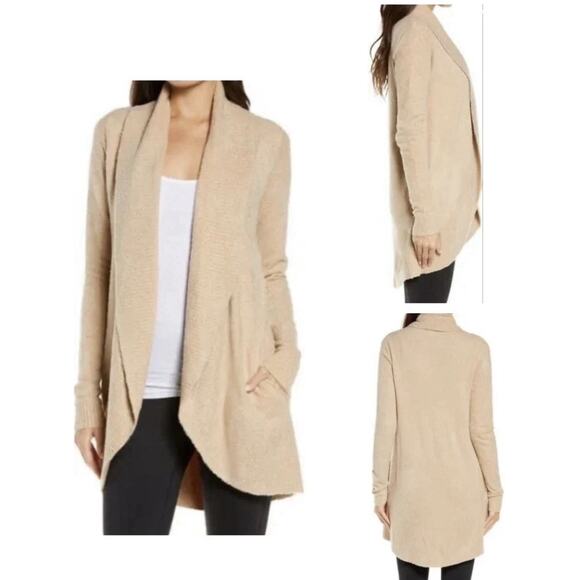 Barefoot Dreams CozyChic Lite Camel Open Cardigan XS/S Soft Knit Neutral Sweater - Picture 1 of 8